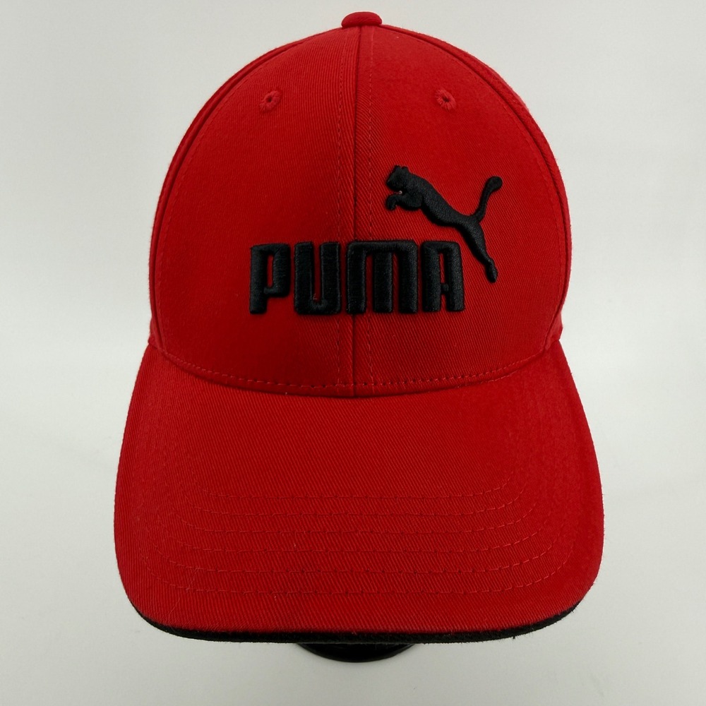 Puma Baseball Hat Mens L/XL Red Solid Cotton Embroidered Logo Stretch Fit